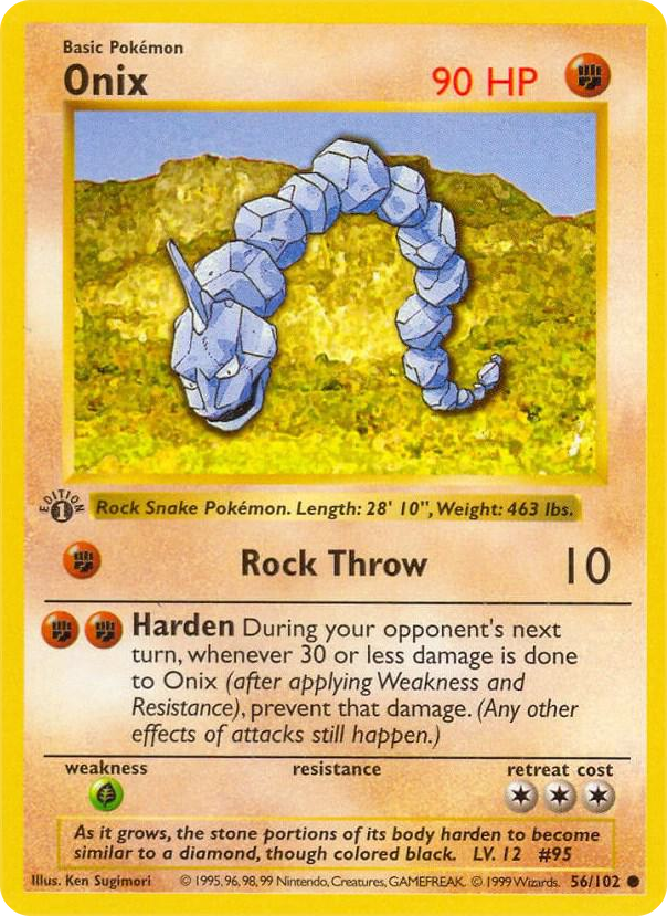 Onix #56 Common - Base Set (Shadowless) Pokemon card