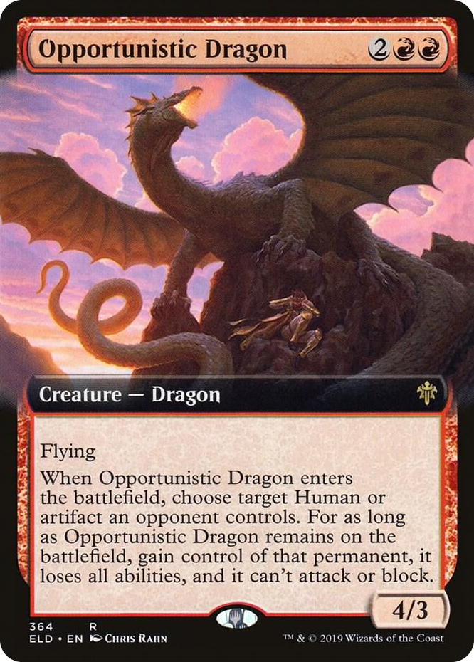 0364 Opportunistic Dragon (Extended Art) R Throne of Eldraine