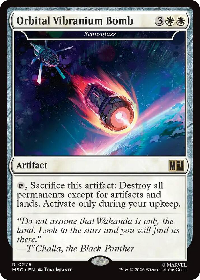 Orbital Vibranium Bomb - Scourglass (Surge Foil) #276 R - Commander: Marvel Super Heroes Pokemon card