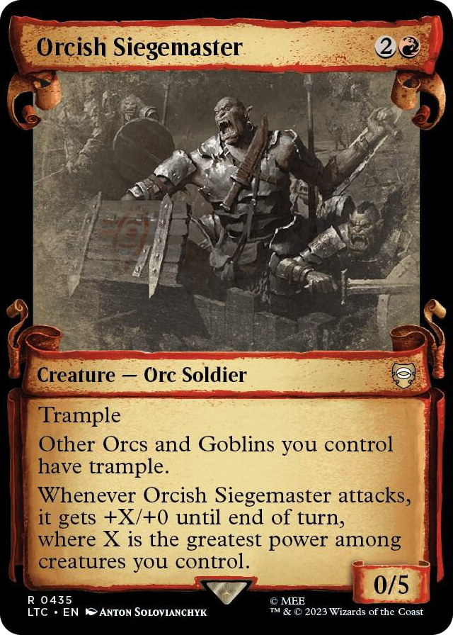 Orcish Siegemaster (Showcase Scrolls) #435 R - Commander: The Lord of the Rings: Tales of Middle-earth Pokemon card