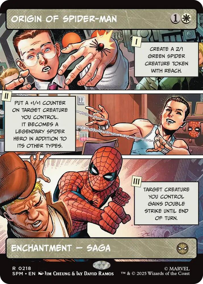 Origin of Spider-Man (Borderless) #218 R - Marvel's Spider-Man Pokemon card