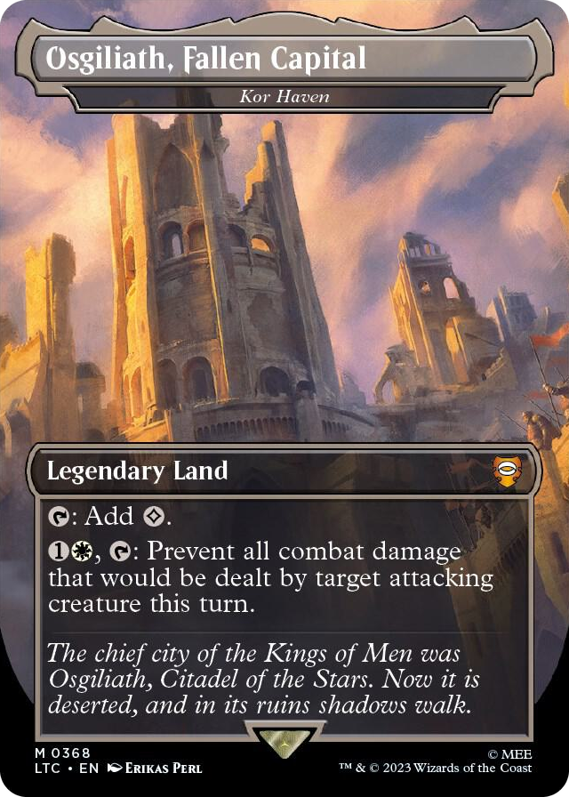 Osgiliath, Fallen Capital - Kor Haven (Borderless) #368 M - Commander: The Lord of the Rings: Tales of Middle-earth Pokemon card