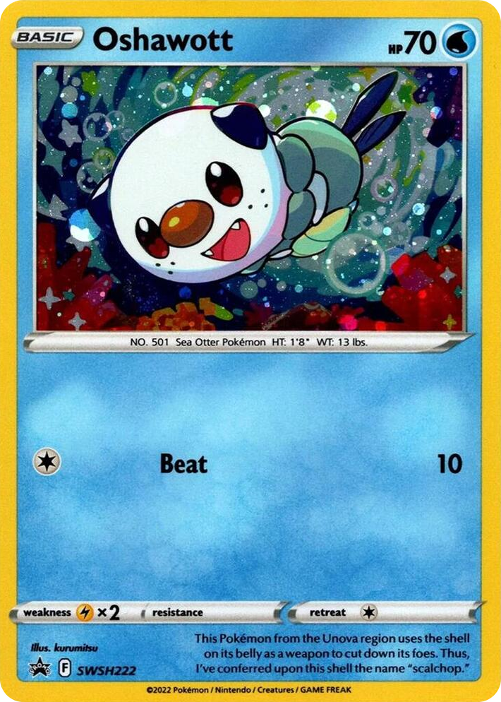 0222 Oshawott - SWSH222 (Cosmo Holo) Promo Sword & Shield Promo Cards