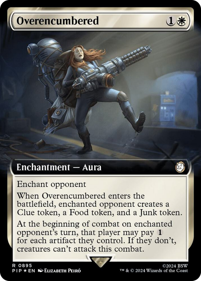 0895 Overencumbered (Extended Art) (Surge Foil) R Universes Beyond: Fallout