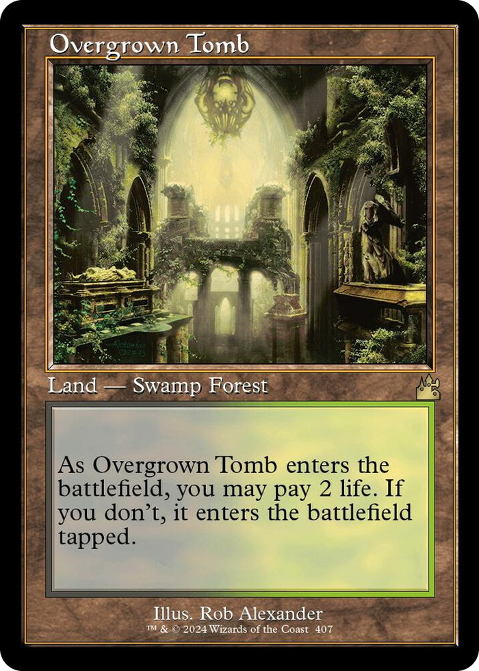 Overgrown Tomb (Retro Frame) #407 R - Ravnica Remastered Pokemon card