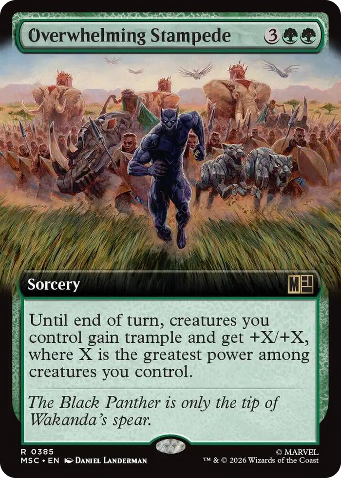 Overwhelming Stampede (Extended Art) #385 R - Commander: Marvel Super Heroes Pokemon card