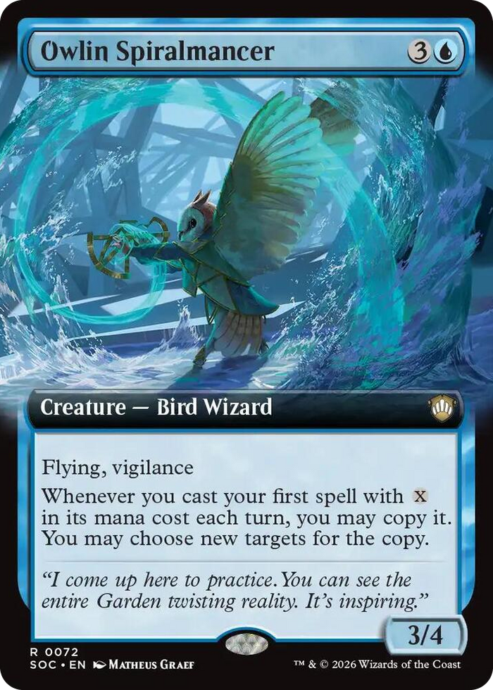 Owlin Spiralmancer (Extended Art) #72 R - Commander: Secrets of Strixhaven Pokemon card