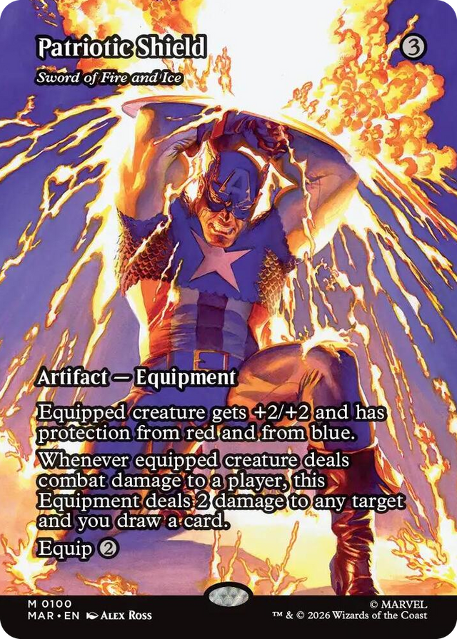 0100 Patriotic Shield - Sword of Fire and Ice (Borderless) M Marvel Universe Eternal-Legal