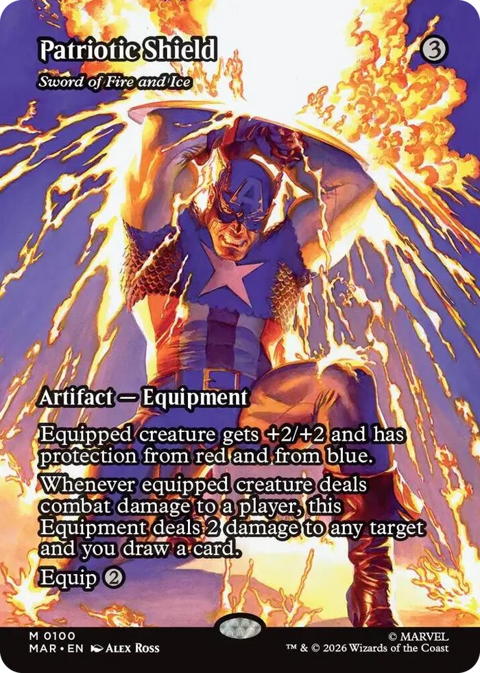 0100 Patriotic Shield - Sword of Fire and Ice (Borderless) M Marvel Universe Eternal-Legal