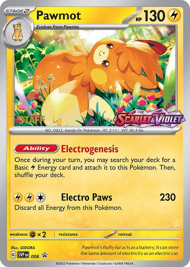 0006 Pawmot - 006 (Prerelease) [Staff] Promo Scarlet & Violet Promo Cards