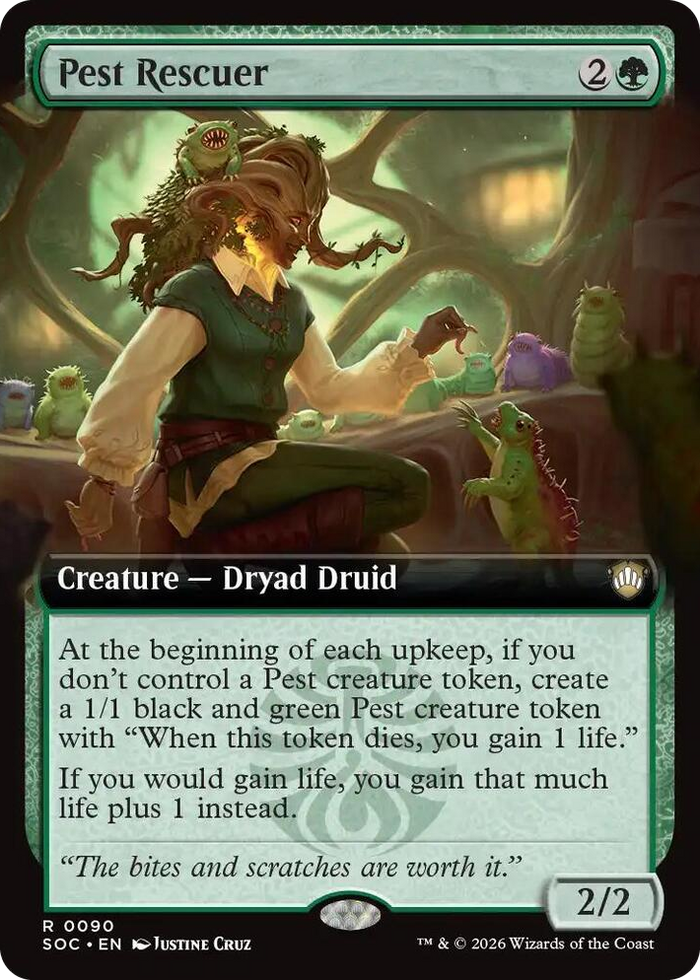 Pest Rescuer (Extended Art) #90 R - Commander: Secrets of Strixhaven Pokemon card