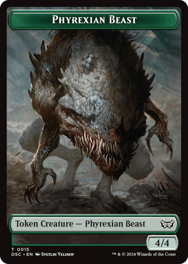 0015 Phyrexian Beast // Manifest Double-Sided Token T Commander: Duskmourn: House of Horror