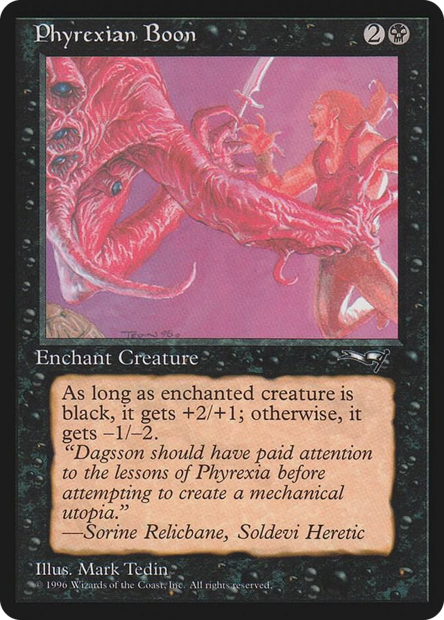 0023 Phyrexian Boon (Man Held Aloft) C Alliances