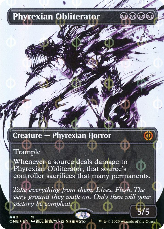 0440 Phyrexian Obliterator (Showcase) (Step-and-Compleat Foil) M Phyrexia: All Will Be One