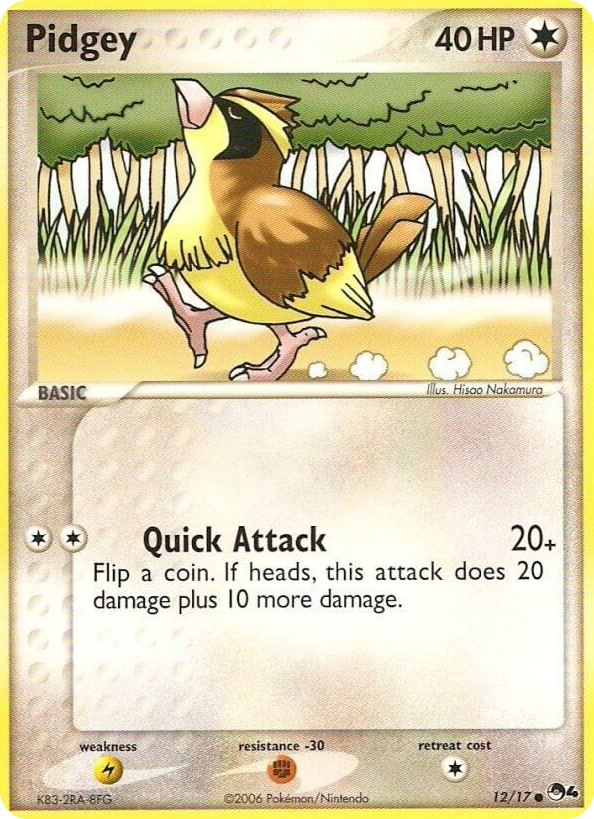 0012 Pidgey Common POP Series 4