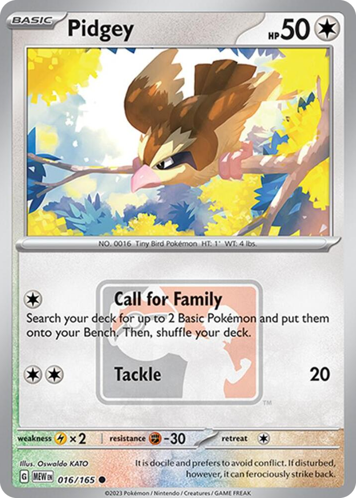 0016 Pidgey - 016/165 (League Promo) Common League & Championship Cards