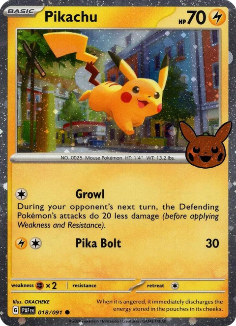 0018 Pikachu - 018/091 (Cosmos Holo) Holo Rare Trick or Trade BOOster Bundle 2024