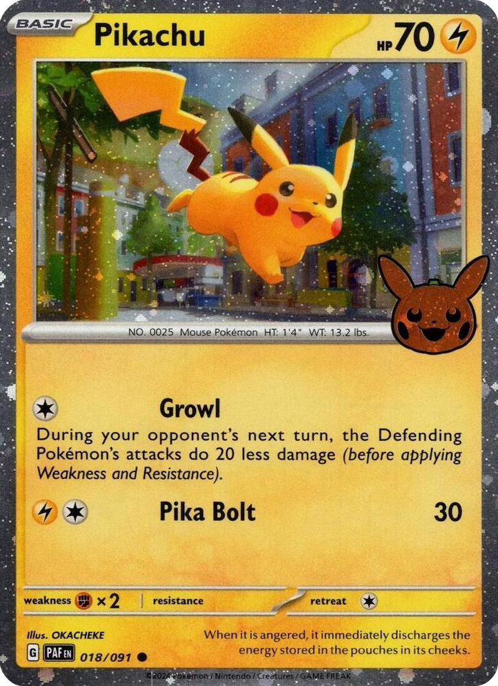 0018 Pikachu - 018/091 (Cosmos Holo) Holo Rare Trick or Trade BOOster Bundle 2024