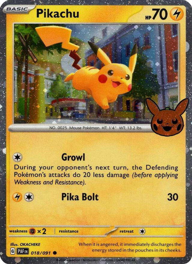 0018 Pikachu - 018/091 (Cosmos Holo) Holo Rare Trick or Trade BOOster Bundle 2024