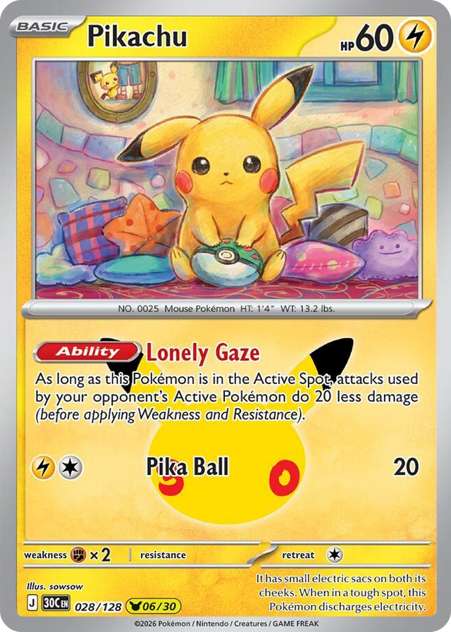 0028 Pikachu None 30th Celebration