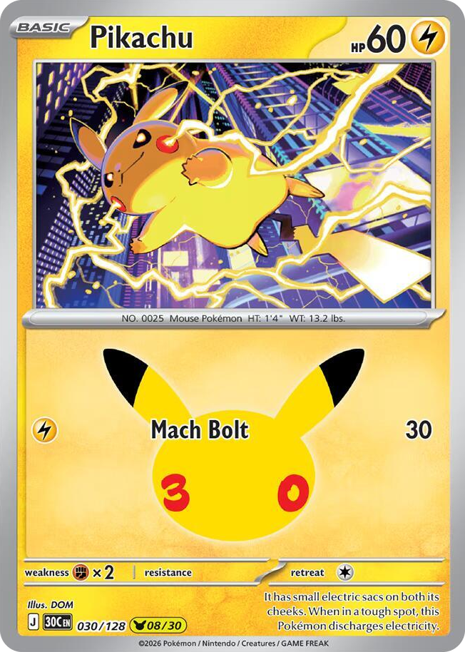 Pikachu #30 None - 30th Celebration Pokemon card
