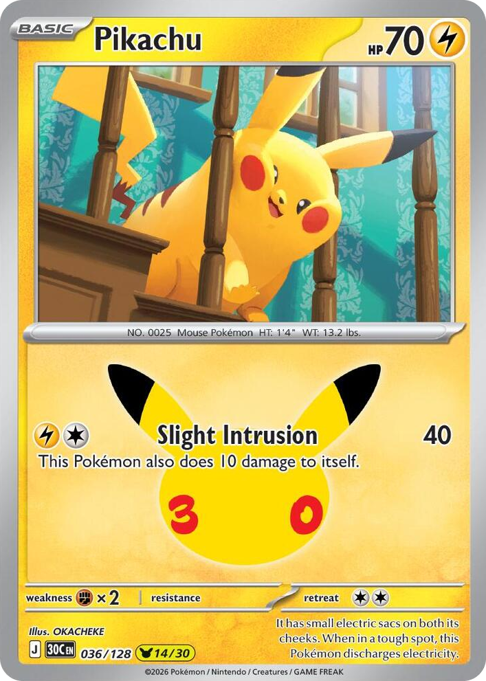 0036 Pikachu None 30th Celebration