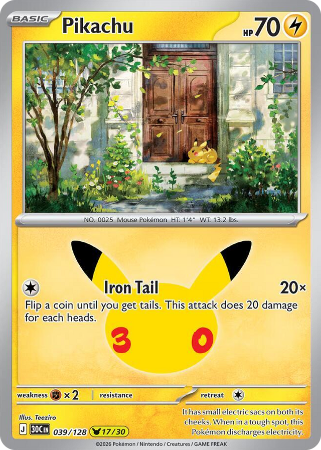 0039 Pikachu None 30th Celebration