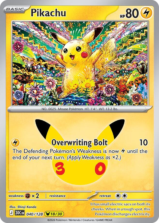 Pikachu #40 None - 30th Celebration Pokemon card