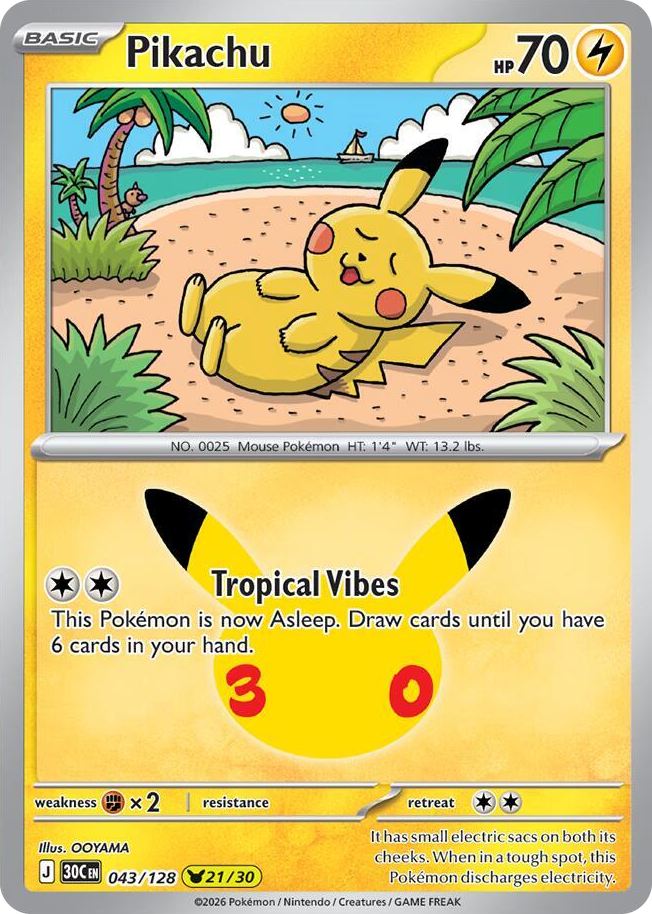 Pikachu #43 None - 30th Celebration Pokemon card