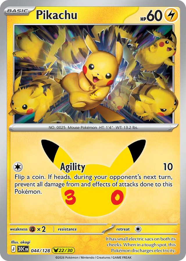 0044 Pikachu None 30th Celebration