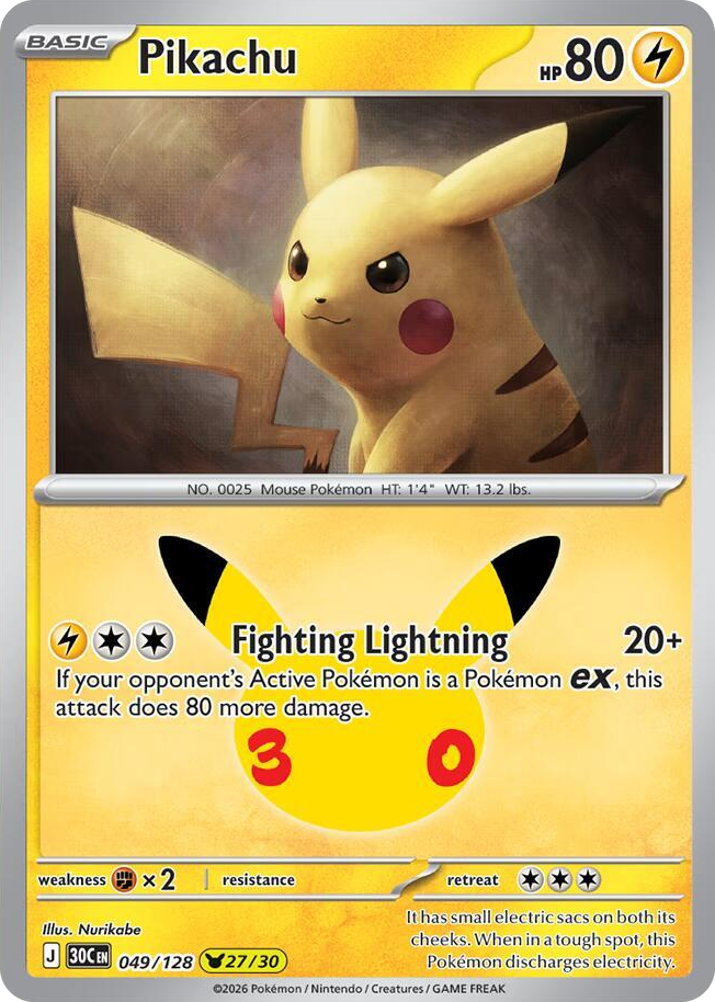 Pikachu #49 None - 30th Celebration Pokemon card