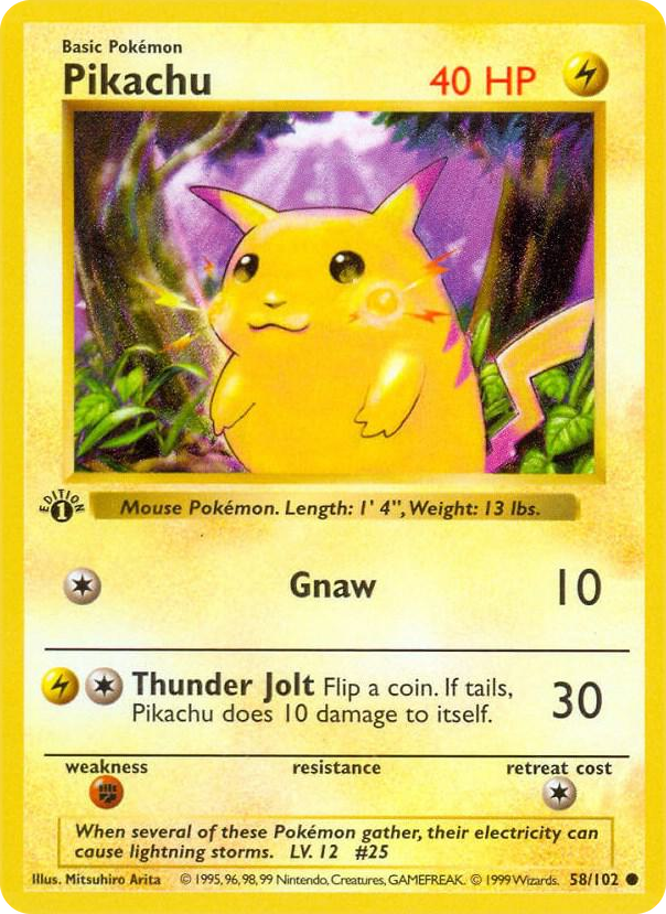 0058 Pikachu Common Base Set (Shadowless)