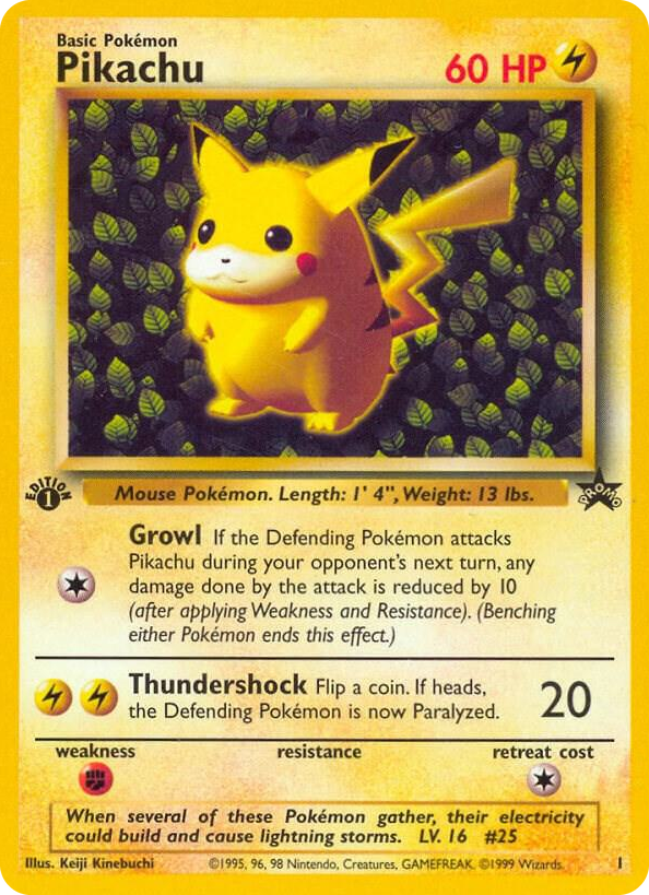 0001 Pikachu (1) (Misprint) Promo WoTC Promo