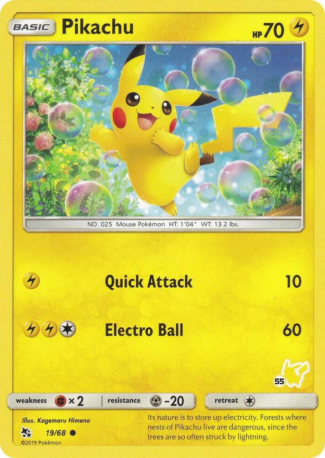 0019 Pikachu - 19/68 (#55 Pikachu Stamped) Promo Battle Academy