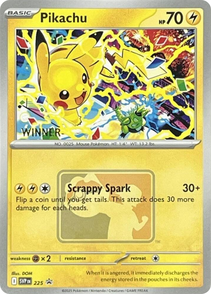 0225 Pikachu - 225 (World Championship 2025) [Winner] Promo Scarlet & Violet Promo Cards