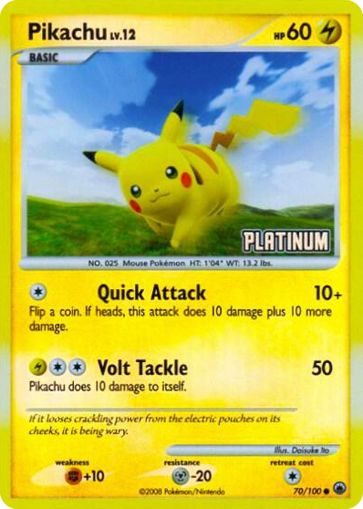 0070 Pikachu - 70/100 [Platinum] Promo Burger King Promos