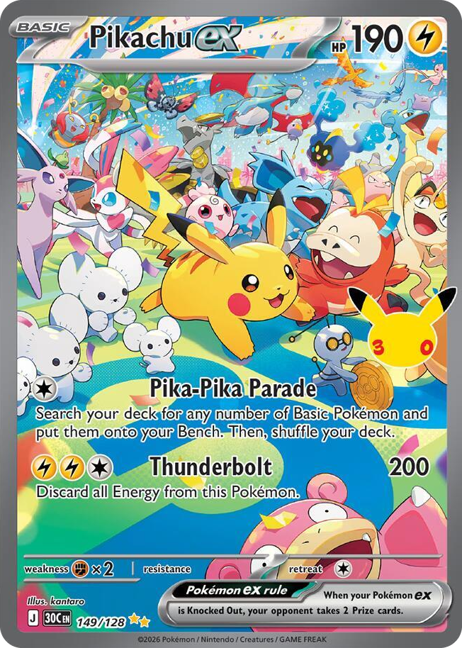 Pikachu ex #149 Special Illustration Rare - 30th Celebration Pokemon card