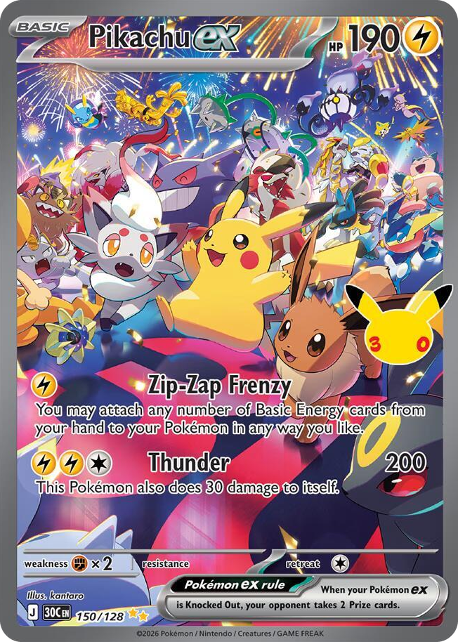 Pikachu ex #150 Special Illustration Rare - 30th Celebration Pokemon card