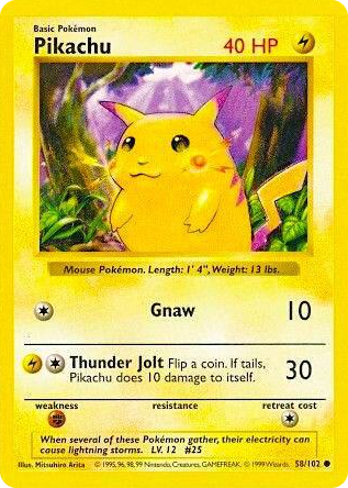 0058 Pikachu (Red Cheeks) Common Base Set (Shadowless)