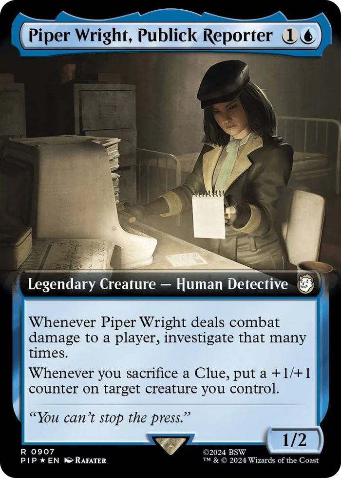 0907 Piper Wright, Publick Reporter (Extended Art) (Surge Foil) R Universes Beyond: Fallout