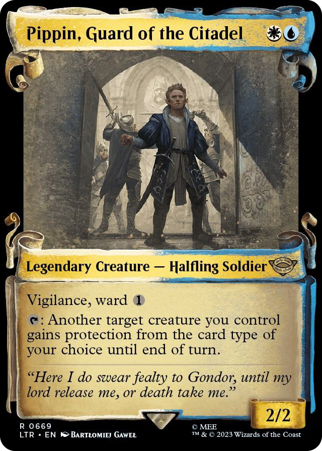 Pippin, Guard of the Citadel (Showcase Scrolls) #669 R - Universes Beyond: The Lord of the Rings: Tales of Middle-earth Pokemon card