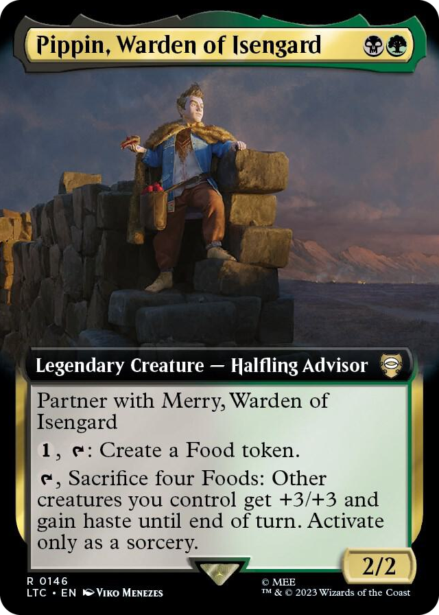 Pippin, Warden of Isengard (Extended Art) #146 R - Commander: The Lord of the Rings: Tales of Middle-earth Pokemon card