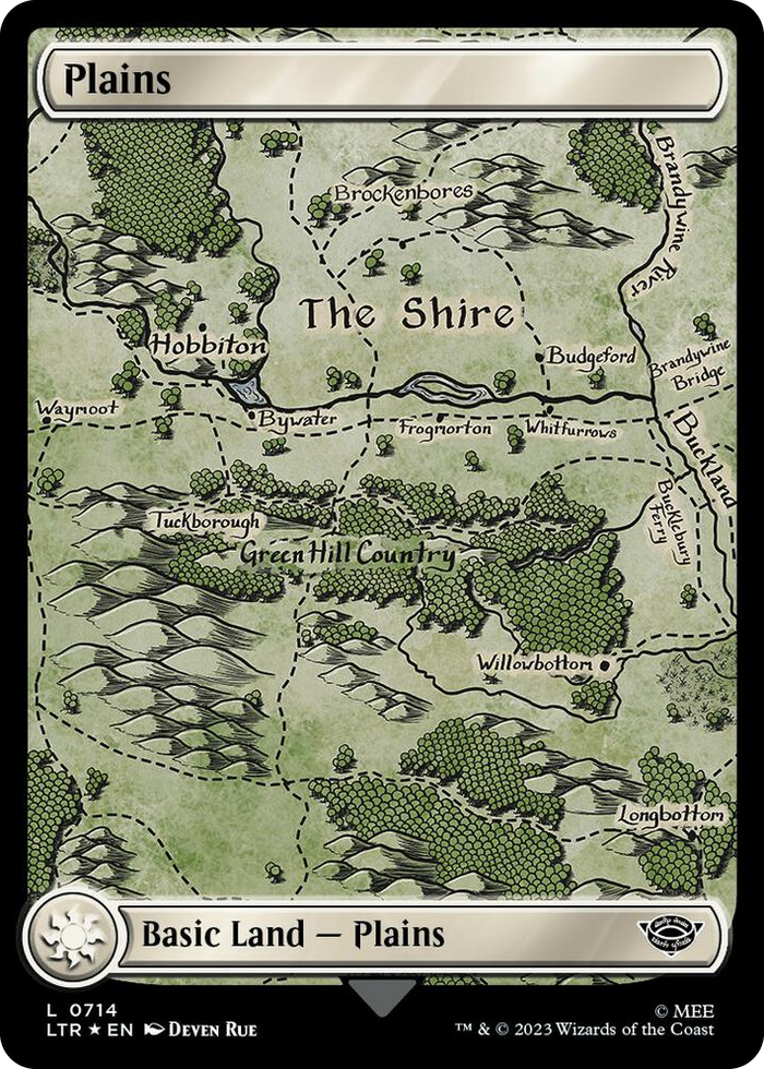 Plains (0714) (Surge Foil) #714 L - Universes Beyond: The Lord of the Rings: Tales of Middle-earth Pokemon card