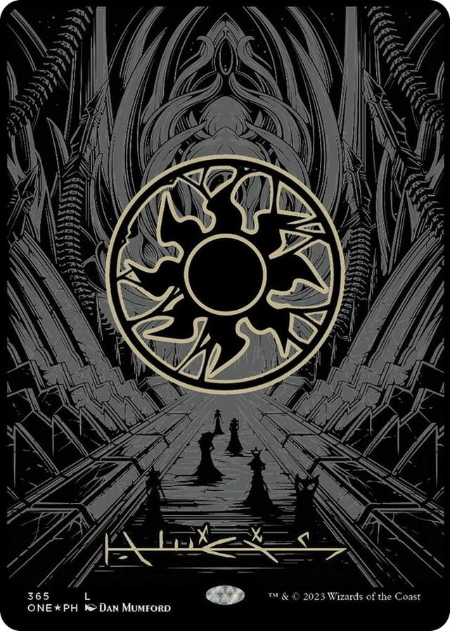 0365 Plains (Phyrexian) - Full Art (Oil Slick Raised Foil) L Phyrexia: All Will Be One