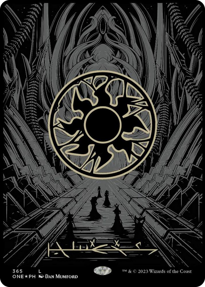 Plains (Phyrexian) - Full Art (Oil Slick Raised Foil) #365 L - Phyrexia: All Will Be One Pokemon card