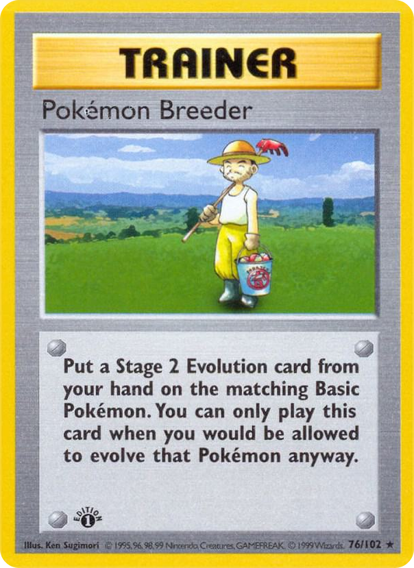 0076 Pokemon Breeder Rare Base Set (Shadowless)