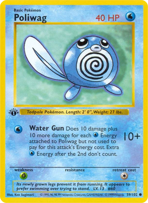 Poliwag #59 Common - Base Set (Shadowless) Pokemon card