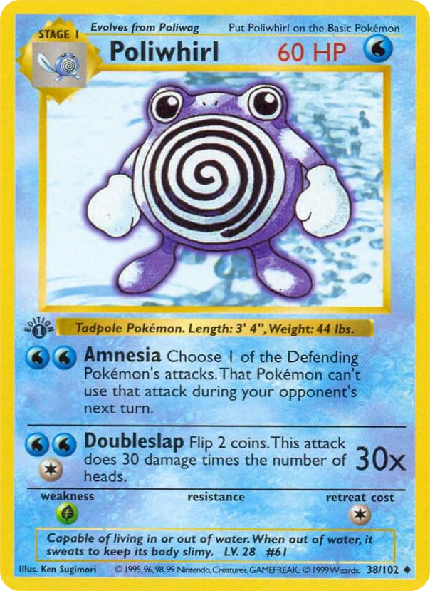 0038 Poliwhirl Uncommon Base Set (Shadowless)