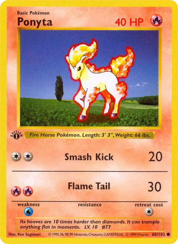 0060 Ponyta Common Base Set (Shadowless)