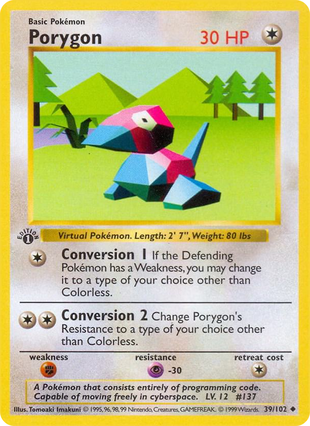 Porygon #39 Uncommon - Base Set (Shadowless) Pokemon card
